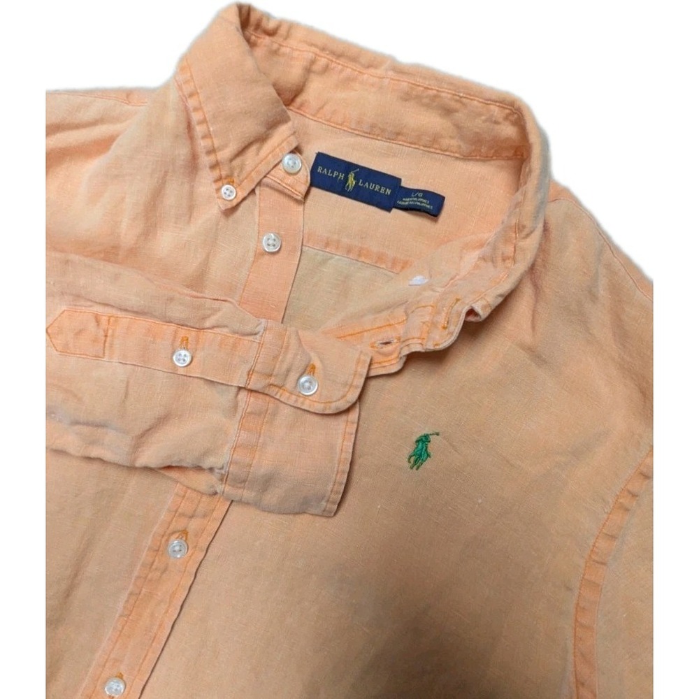 Polo Ralph Lauren Orange Linen Button Down Shirt Men's Large